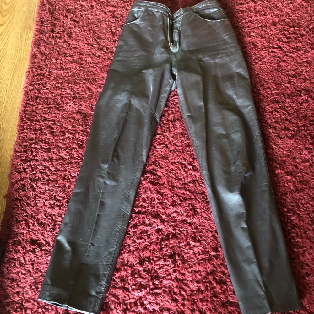Brown leather pants